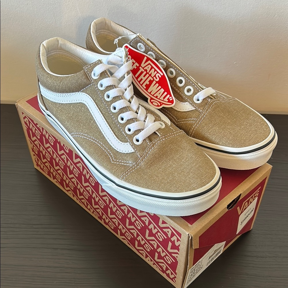 Vans Bronze and White Old Skool Sneakers